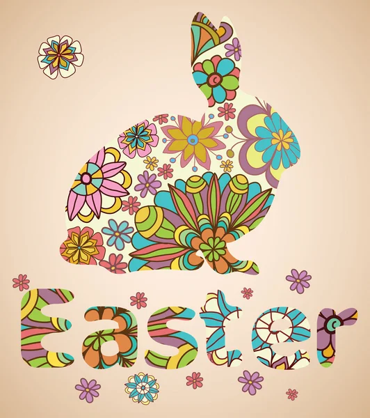 Conejo de Pascua con flores — Archivo Imágenes Vectoriales
