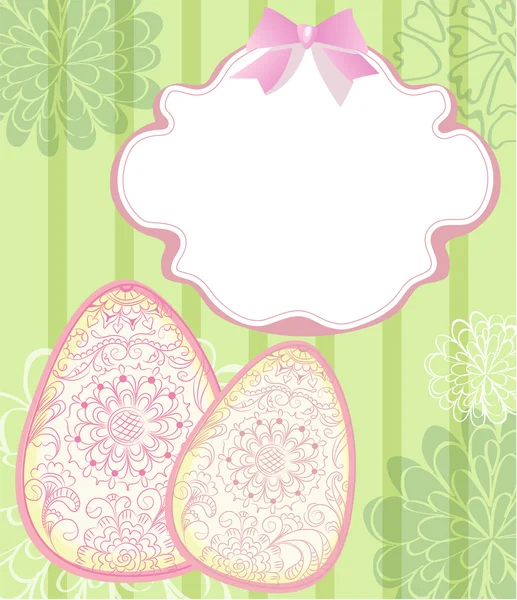 Oeufs de Pâques avec des éléments floraux, belle carte — Image vectorielle