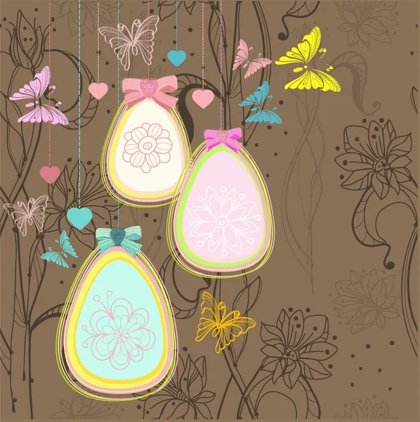Belle carte de Pâques colorée avec des œufs — Image vectorielle