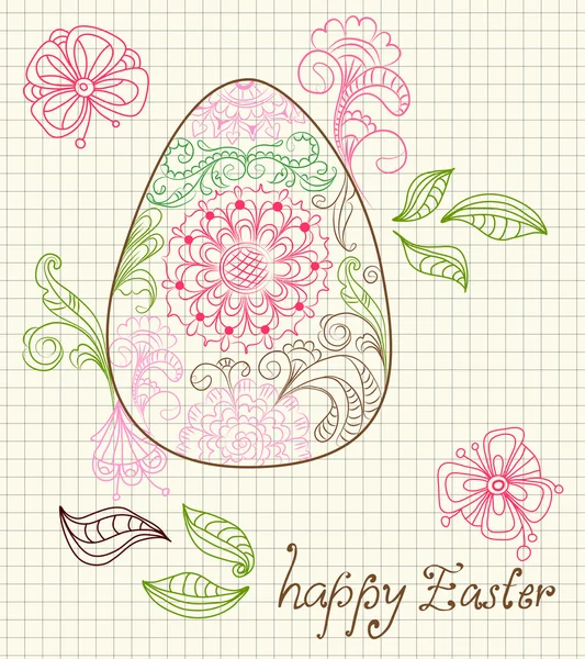 Великодні листівки з яйцем і квітковим орнаментом — стоковий вектор