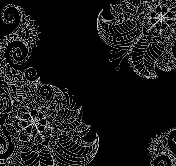 Siyah ve beyaz çiçek desenleri — Stok Vektör