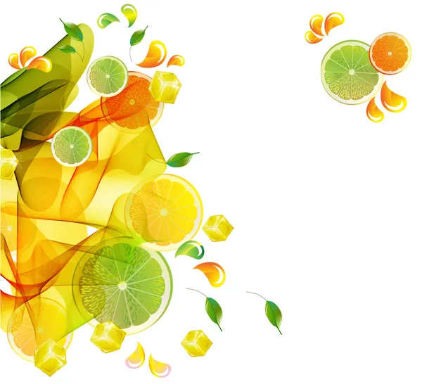Pomarańczy i limonki sok kolorowy rozchlapać streszczenie fali — Wektor stockowy