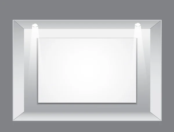 Galerie interieur met lege frame en licht op de muur — Stockvector