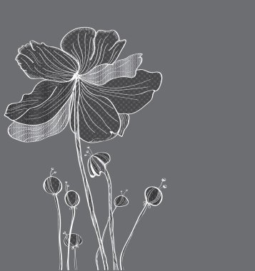 Stylish floral background, hand drawn flowers clipart