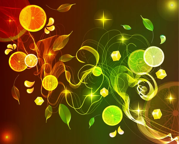 Πορτοκάλι και το lime χυμό βουτιά με wave Περίληψη — Διανυσματικό Αρχείο