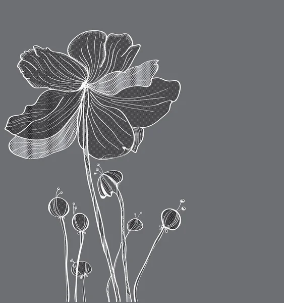 时尚花卉背景，手绘花 — 图库矢量图片