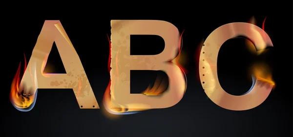 Burning ABC letters — Stock Vector