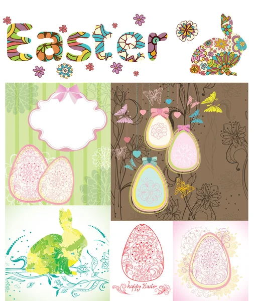 Set de tarjetas de Pascua — Archivo Imágenes Vectoriales