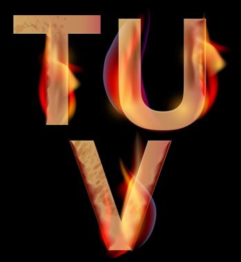 Burning alphabet letters, TUV clipart