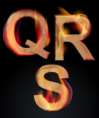 Burning alphabet letters, QRS clipart