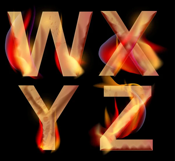 stock vector Burning alphabet letters, WXYZ