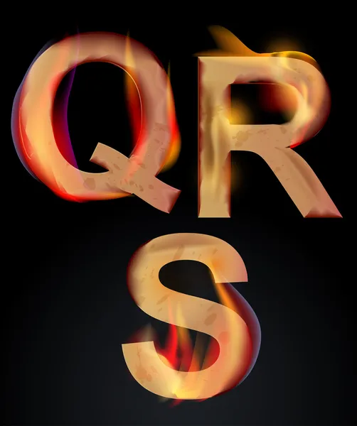 stock vector Burning alphabet letters, QRS