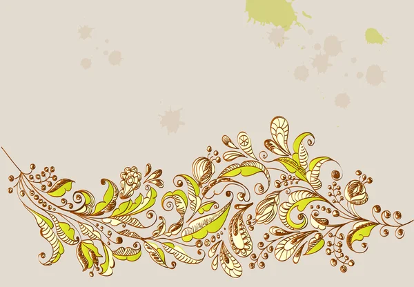 Fond floral vert dessiné à la main — Image vectorielle