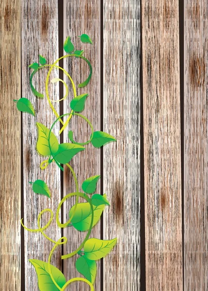 Wood texture background with leaf — Stock Vector