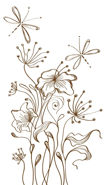 Fondo floral dibujado a mano — Vector de stock