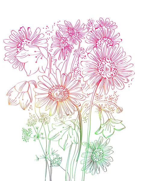 Wild flowers background — Stock Vector