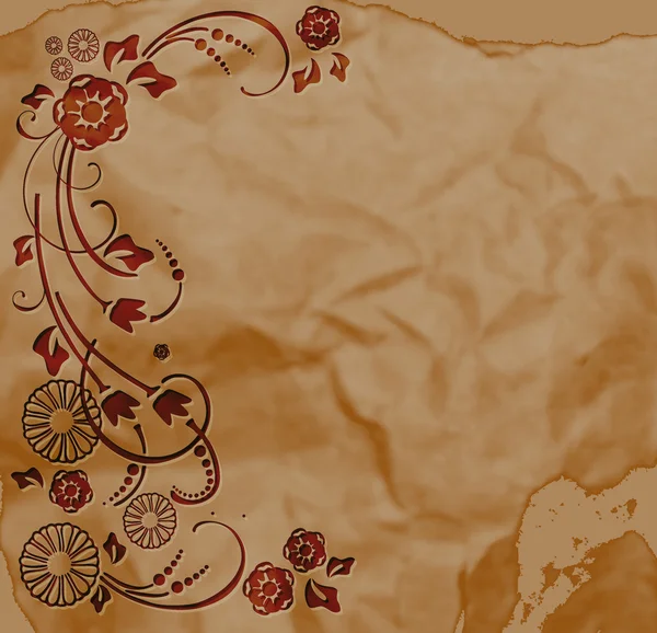 Oude stijl papier kaart met florale ornament — Stockvector
