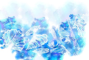 Hand Drawn background with see shell clipart