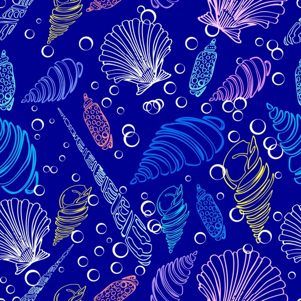 Coquille de mer motif sans couture — Image vectorielle