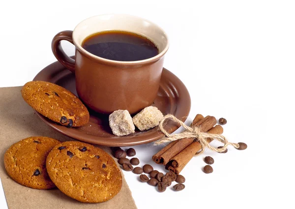 Kaffeetasse und Bohnen — Stockfoto