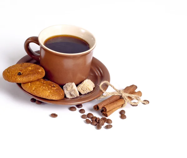 Filiżanka kawy i fasola — Zdjęcie stockowe