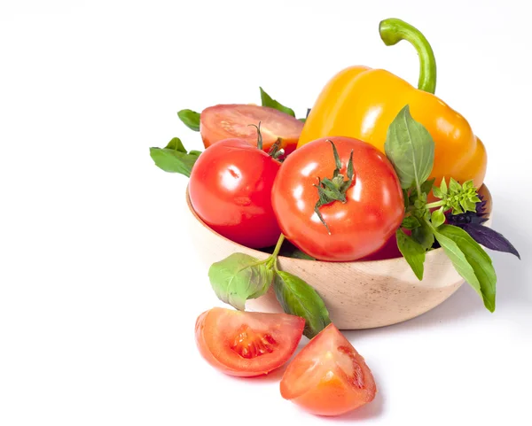 Pomodoro, pepe, basilico rosso e verde — Foto Stock