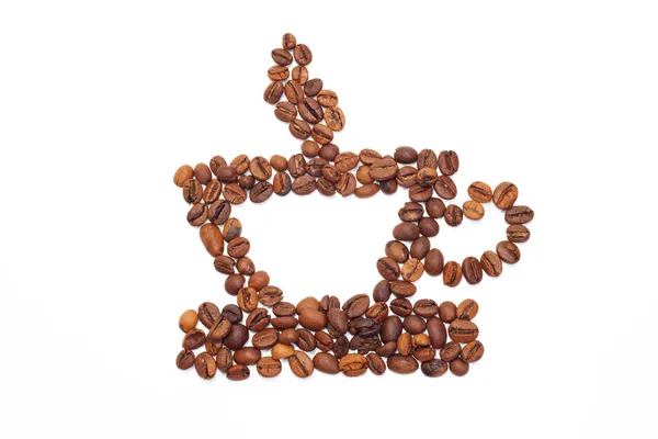 Cup is laid out from the corns of coffee — Stock Photo, Image