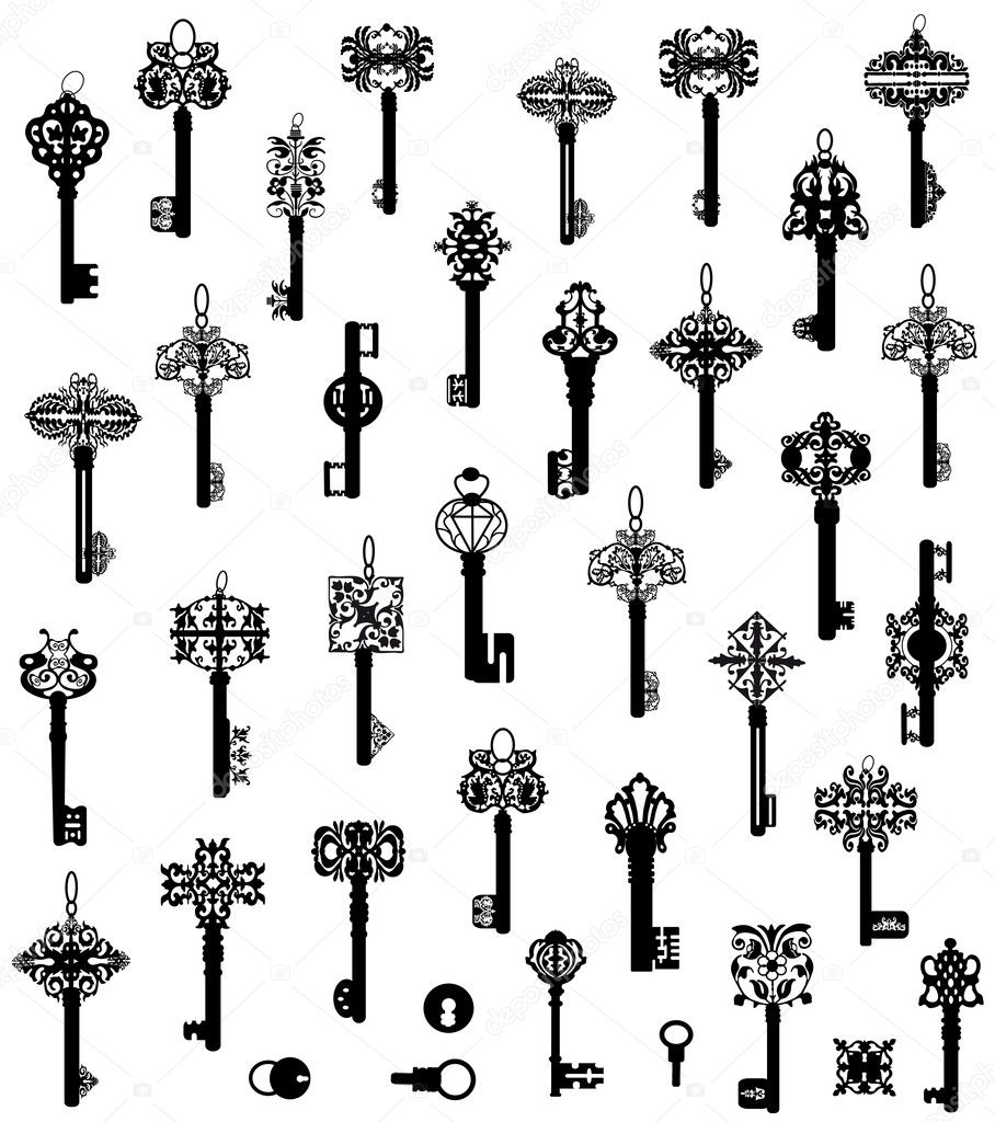 The big collection of silhouettes of keys
