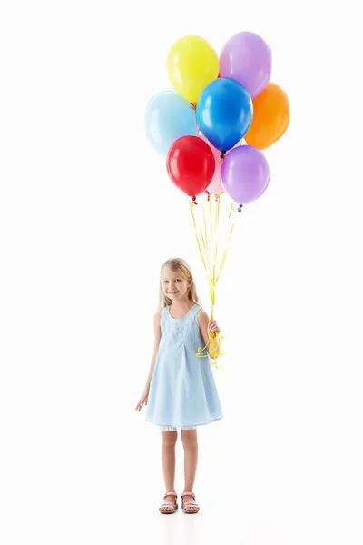 Jente med ballonger – stockfoto