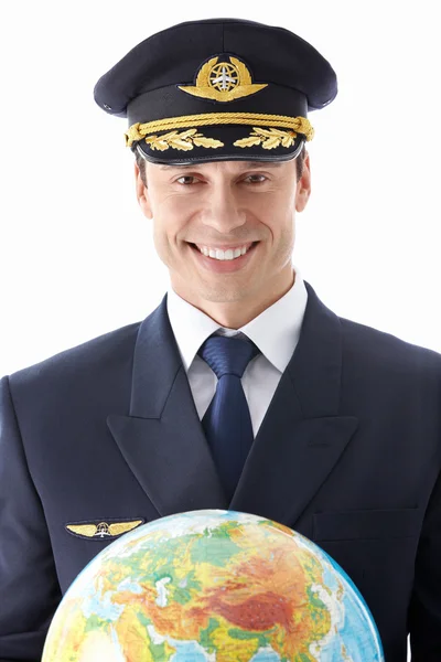 The pilot with the globe — Stock Photo, Image