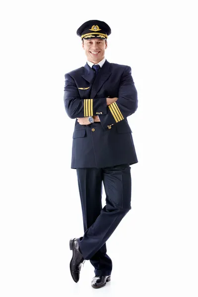 Bir pilot olarak giyinmiş bir adam — Stok fotoğraf