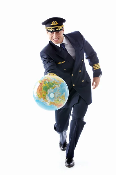Pilot, bir de dünya — Stockfoto