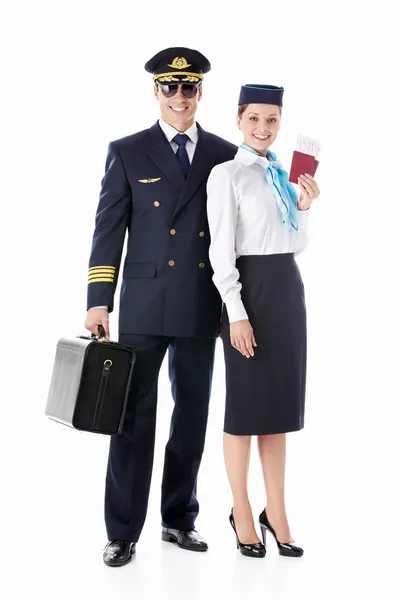 Die Pilotin und Stewardess — Stockfoto