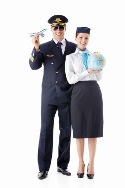 The pilot and stewardess clipart