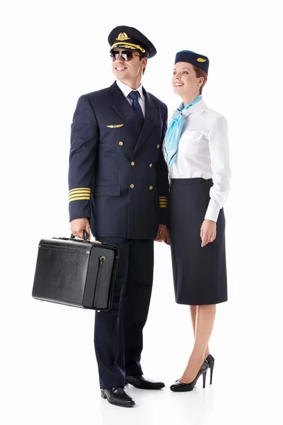 Aviatore e hostess — Foto Stock