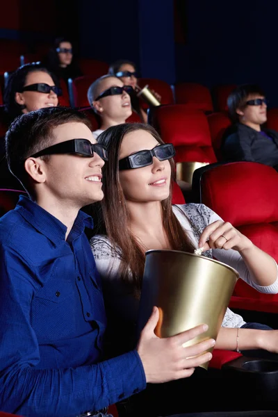 Watch a movie in 3D glasses Stock Photo