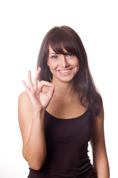 Attractive Woman Making 'OK' — Stock Photo, Image