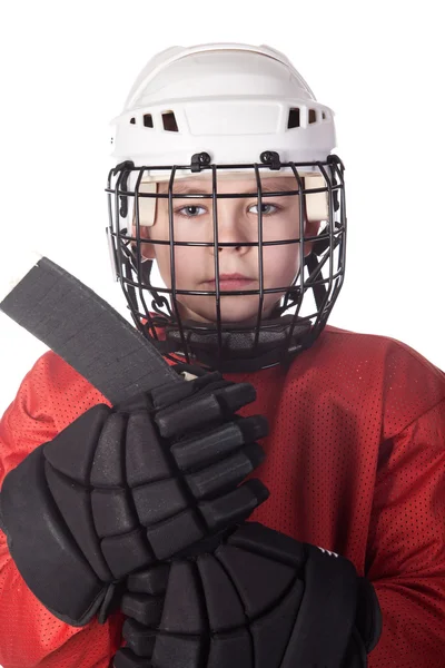 Retrato de un joven jugador de hockey sobre hielo — Foto de Stock