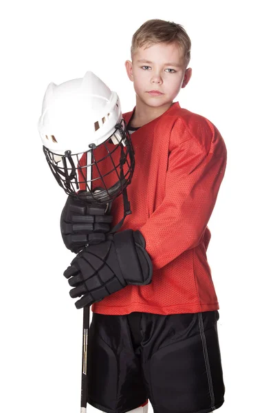 Портрет молодого хоккеиста — стоковое фото