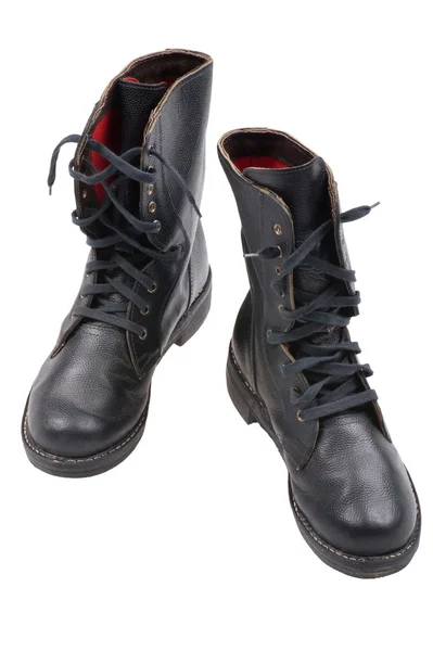 Vojenské boty na bílém pozadí — Stock fotografie