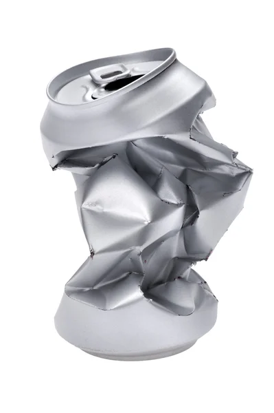 灰色のしわくちゃの飲料缶マクロ — ストック写真