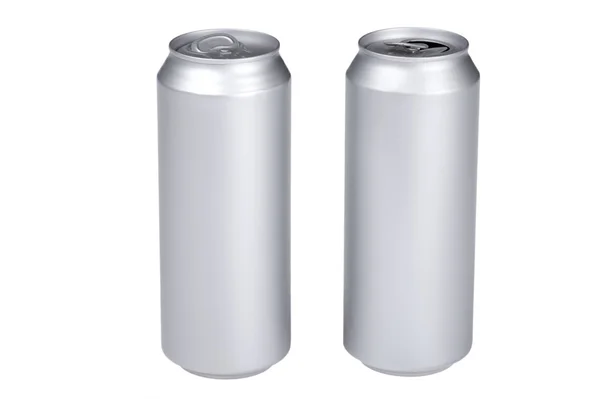 Lata de bebida cinza em branco — Fotografia de Stock