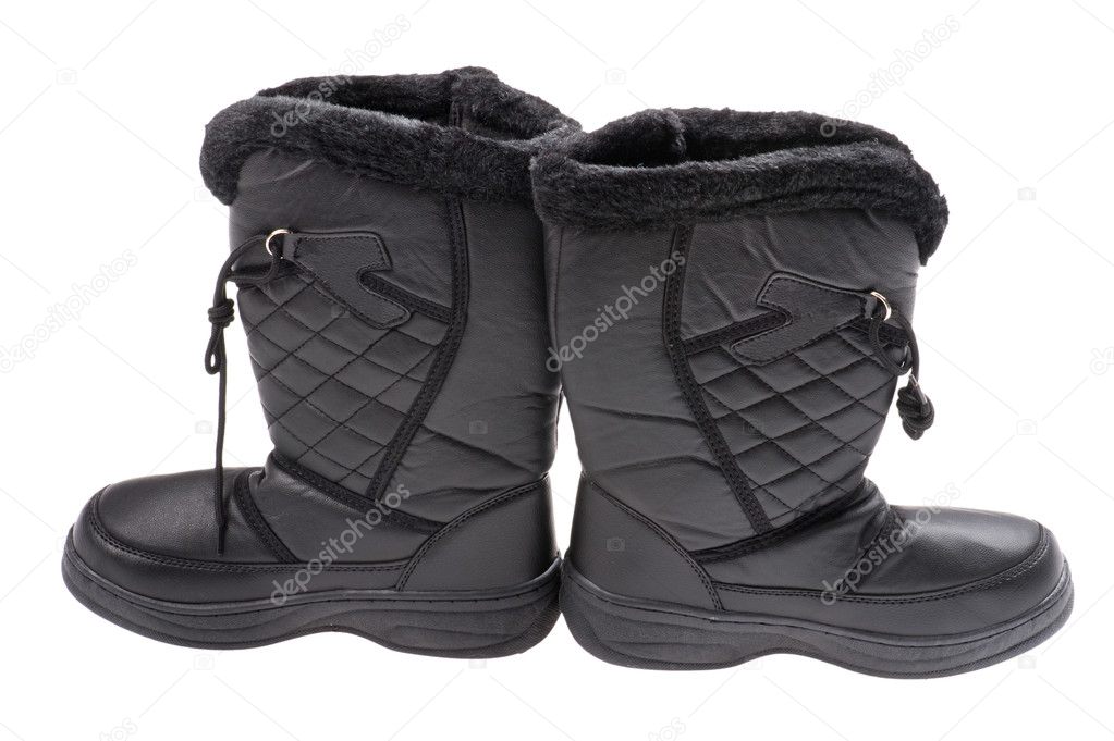 Winter boots on white background