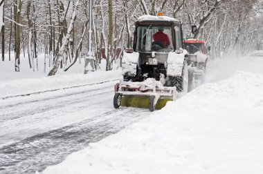 Two tractor snow removal clipart