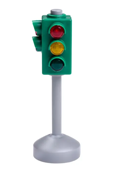 Toy traffic light on white — Stock Photo, Image