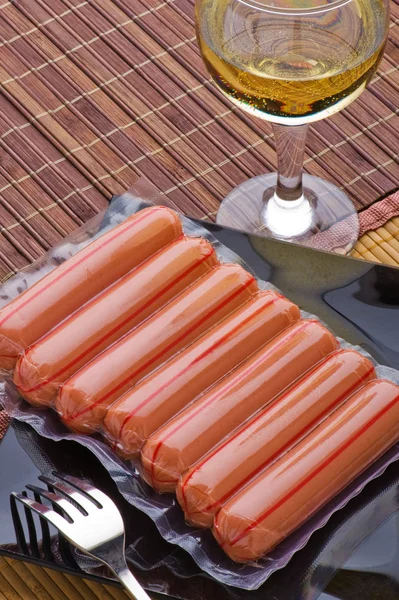 Sausage on plate — Stock Photo, Image