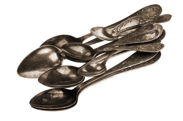 Cucchiaio d'argento antico — Foto Stock