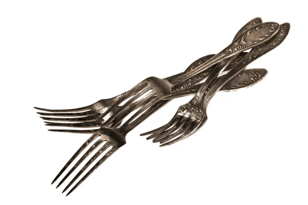 Antieke zilveren vork — Stockfoto