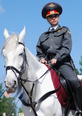 Mounted policewoman clipart