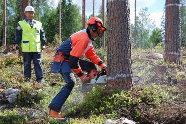 Contest of professional timber fellers Woodcutter - 2007 clipart